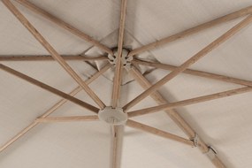 4 Seasons Outdoor Siesta PREMIUM 300 x 300 cm parasol zand, wood look frame Parasol   beige weerbestendig