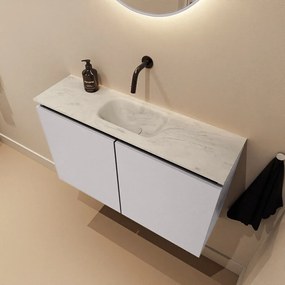 Mondiaz Ture DLux toiletmeubel 80cm cale met wastafel opalo midden zonder kraangat