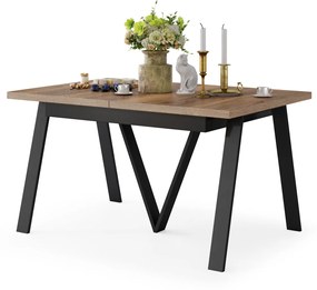 AVERY eik Halifax vertind/onderkant zwart - LOFT/INDUSTRIËLE TAFEL VOOR WOONKAMER/EETKAMER UITKLAPBAAR TOT 290 cm!