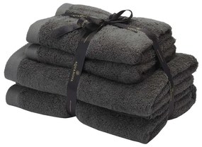 Aquanova Rio - Handdoek bundel - GOTS KATOEN - 2x 50x100 + 2x 67x130 cm - Dark Grey (donker grijs) RIOBUS-98