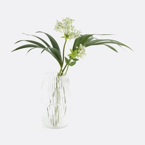 Vaas in glas met groeven, cilindervorm H25 cm, Afa