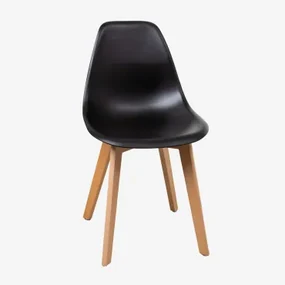 Set Van 4 Eetkamerstoelen In Polypropyleen En Beukenhout Scand Nordic Zwart - Sklum