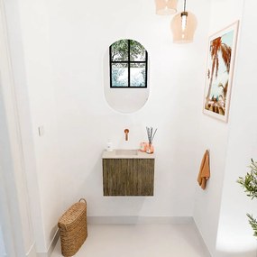 Mondiaz Joya DLux 50cm toiletmeubel dusk met wastafel faye links zonder kraangat frappe
