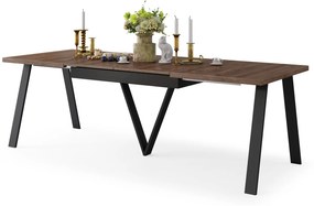 AVERY eik bruin/onderkant zwart - LOFT/INDUSTRIËLE TAFEL VOOR WOONKAMER/EETKAMER UITKLAPBAAR TOT 290 cm!