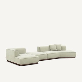 Open bank met hoek links met voetensteun in stonewashed fluweel, JACOPO