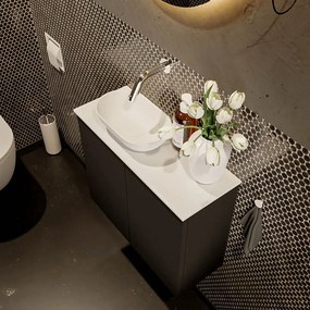 Mondiaz Fowy toiletmeubel 60cm urban met witte waskom links zonder kraangat