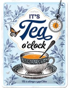 Metalen wandbord It‘s Tea O‘Clock, (20 x 15 cm)