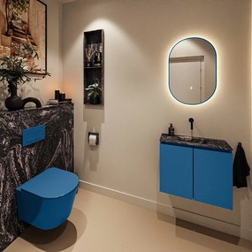 Mondiaz Ture DLux toiletmeubel 60cm jeans met wastafel lava midden zonder kraangat