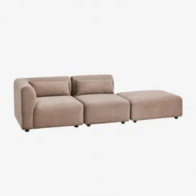 Modulaire Hoekbank Van 2 Delen Met Poef Fogler Corduroy Kameelbruin - Sklum