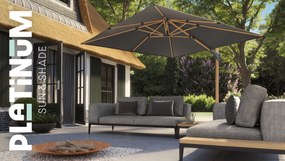 Platinum Challenger zweefparasol 4x3m T1 premium (excl. voet) faded black