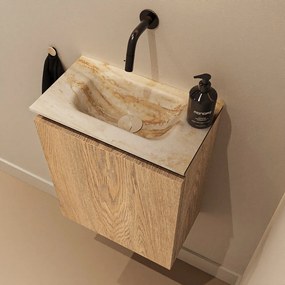 Mondiaz Ture DLux toiletmeubel 40cm washed oak met wastafel frappe midden zonder kraangat