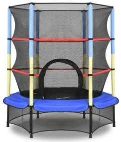 Tuintrampoline Mini met veiligheidsnet aan binnenkant 140 cm Jump Hero blauw-geel