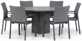 Tuinset Ronde Tuintafel 6 personen 140 cm Aluminium/textileen Grijs Lifestyle Garden Furniture Rome/Graniet