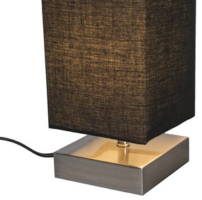 Moderne tafellamp zwart met staal - Milo Design, Industriele / Industrie / Industrial, Modern E14 vierkant Binnenverlichting Lamp