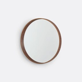Ronde spiegel met notenhoutfineer Ø60 cm, Alaria