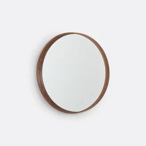 Ronde spiegel met notenhoutfineerØ60 cm, Alaria
