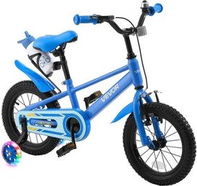 VEVOR kinderfiets voor 3-5-jarigen, 14-inch stadsfiets met zijwieltjes, blauw, carbonstalen kinderfiets voor jongens en meisjes, BMX-stijl, dubbele remmen, verstelbaar zadel en stuur, bidonhouder