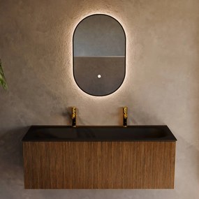 Mondiaz Kurve 120cm badmeubel dusk met 1 lade en wastafel big large midden 2 kraangaten urban