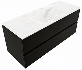 Mondiaz Vica DLux badmeubel 120cm urban 2 lades met wastafel ostra midden zonder kraangat