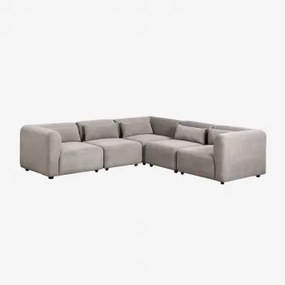 5-delige Modulaire Hoekbank Fogler Corduroy Licht Taupegrijs - Sklum