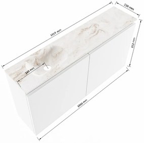 Mondiaz Ture DLux toiletmeubel 100cm fire met wastafel glace links met kraangat