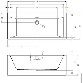 Riho Rethink Wall inbouw ligbad 180x80cm wit glans