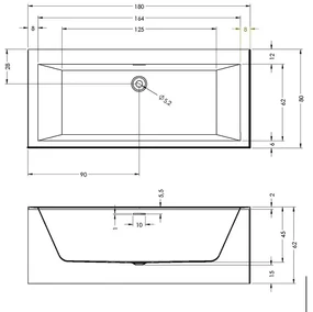 Riho Rethink Wall inbouw ligbad 180x80cm wit glans met Fall overloop