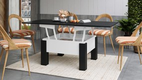 Mazzoni OSLO zwart mat / wit mat, uitklapbare salontafel met in hoogte verstelbaar blad