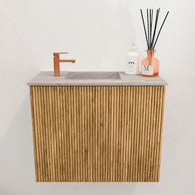 Mondiaz Joya DLux 50cm toiletmeubel oak met wastafel faye links 1 kraangat glace