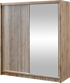 Kledingkast Honolulu 274, Wit, Wotan eik, 215x203x60cm, 183.3 kg, Kledingkast deuren: Schuivend