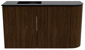 Mondiaz Joya 70cm toiletmeubel ronding rechts walnut met wastafel faye links 1 kraangat urban