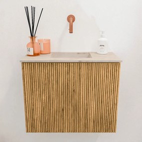 Mondiaz Joya DLux 50cm toiletmeubel oak met wastafel faye midden zonder kraangat frappe