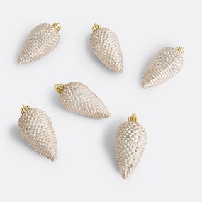 Set van 6 kerst dennenappels om op te hangen, Caspar