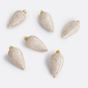 Set van 6 kerst dennenappels om op te hangen, Caspar