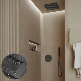 Saniclear Cube Curved inbouw regendouche rond met inbouw douchekop 30x30cm verouderd ijzer - gunmetal