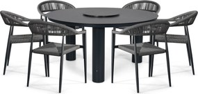 Tuinset Ronde Tuintafel 6 personen 150 cm Rope Grijs  De Laan Projects