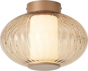 Design plafondlamp messing 28cm met amber glas incl. LED 3-staps dimbaar - Margherite