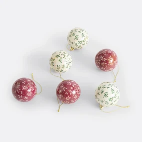 Set van 24 kerstballen met bladprint, Caspar