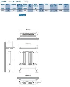 Eastbrook Thames klassieke radiator 144,4x63cm Chroom 903 watt