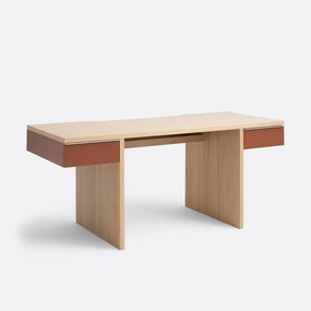 XL bureau in eikenfineer, 2 gelakte laden, SIEM