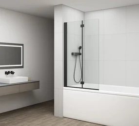 Polysan Rota draaibare badwand 120x150cm zwart mat