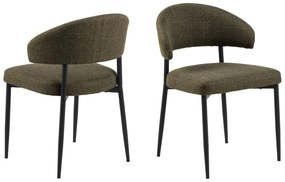 IRIS Olijfgroen (stof Basel 77) - GESTOFFEERDE STOEL MET GEVLOCHTEN RUGLEUNING VOOR WOONKAMER/EETKAMER LOFT