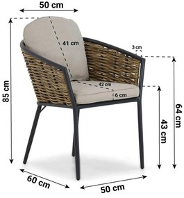 Tuinset Ronde Tuintafel 6 personen 150 cm Aluminium/wicker Grijs  Lifestyle Garden Furniture Nice/Fabriano