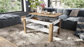 ASTI-P Wotan eiken/wit mat - moderne salontafel met liftblad