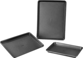 VEVOR 3-delige bakset, antiaanbaklaag van koolstofstaal, kookplaten en -schalen, ovensets voor koekjes, cakes, muffins, brood, zwart