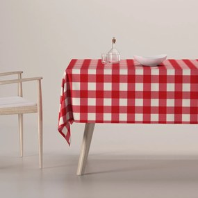 Dekoria Rechthoekig tafelkleed, wit-rood ruit, 130 x 210 cm