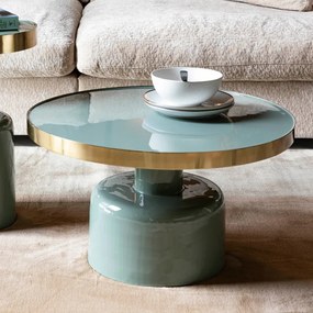 Zuiver Glam Emaille Salontafel Groen Met Goud - 60 X 60cm.