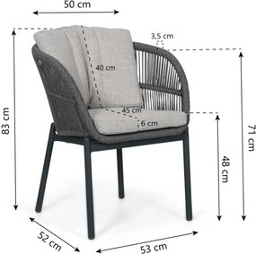 Tuinset 6 personen 220 cm Rope Grijs Lifestyle Garden Furniture Monaco/Matara