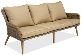 Driezitsbank van kunststof rotan voor terras Bilbao Garden Point bruin