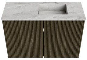 Mondiaz Joya DLux 60cm toiletmeubel shadow met wastafel faye rechts zonder kraangat glace